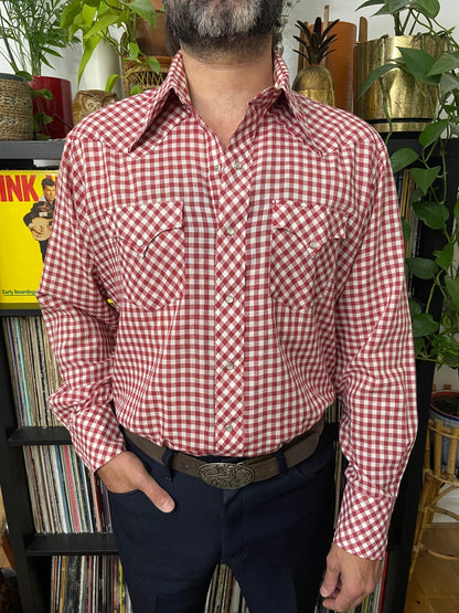 Vintage 1970s Sears Gingham Western Shirt