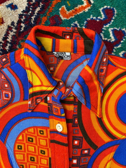 Vintage 1970s Psychedelic Cropped Shirt