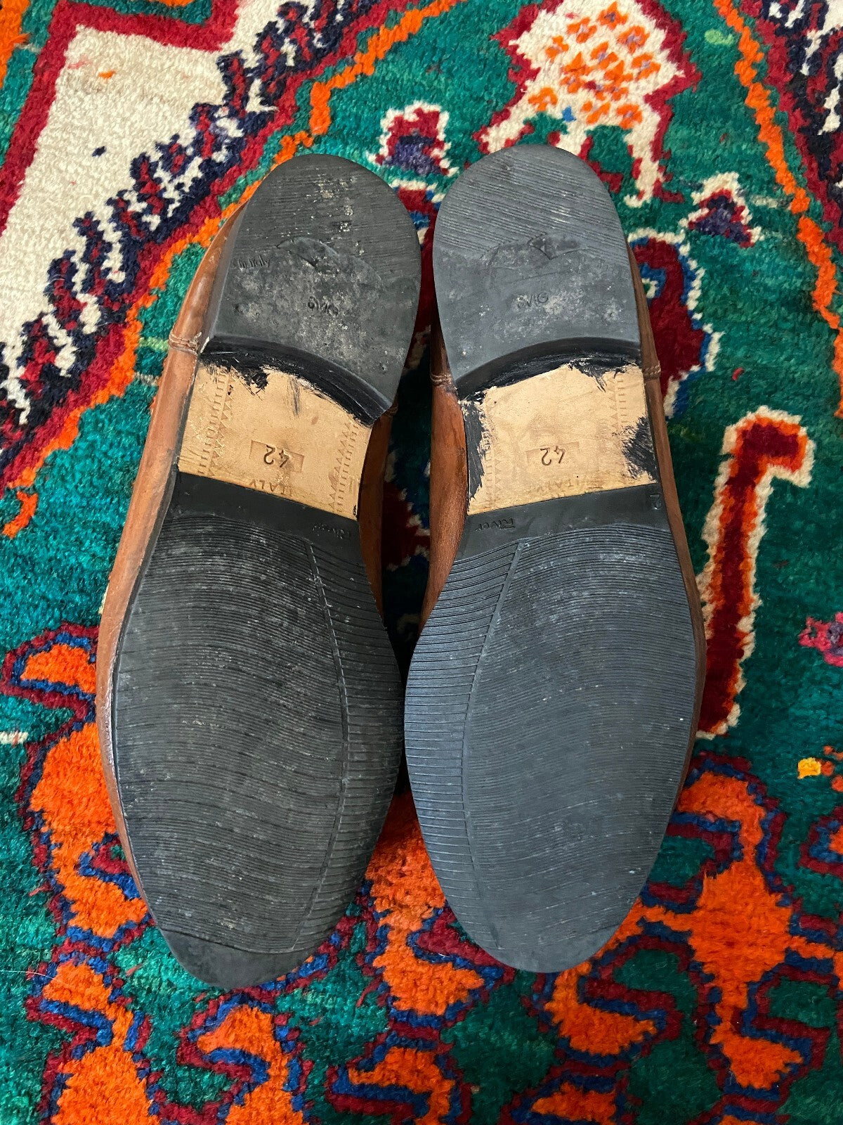 Vintage 1980s Italian Brown Moccasin Shoes UK 8