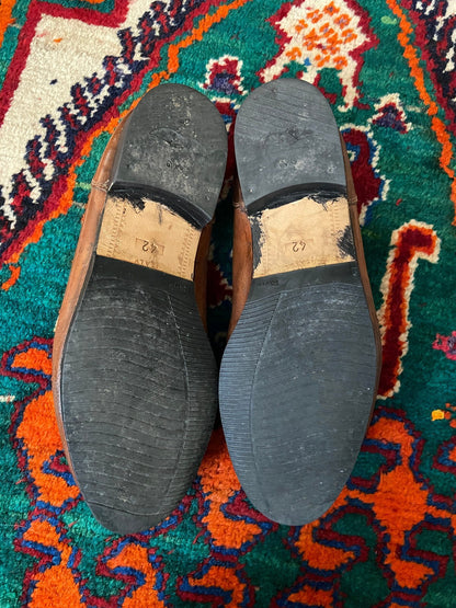 Vintage 1980s Italian Brown Moccasin Shoes UK 8