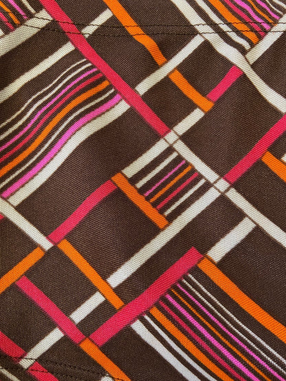 Vintage 1970s Brown Retro Print Swim Shorts