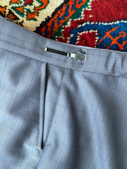 Vintage 1970s Grey Blue Adjustable Golf Trousers W32-35 / L31