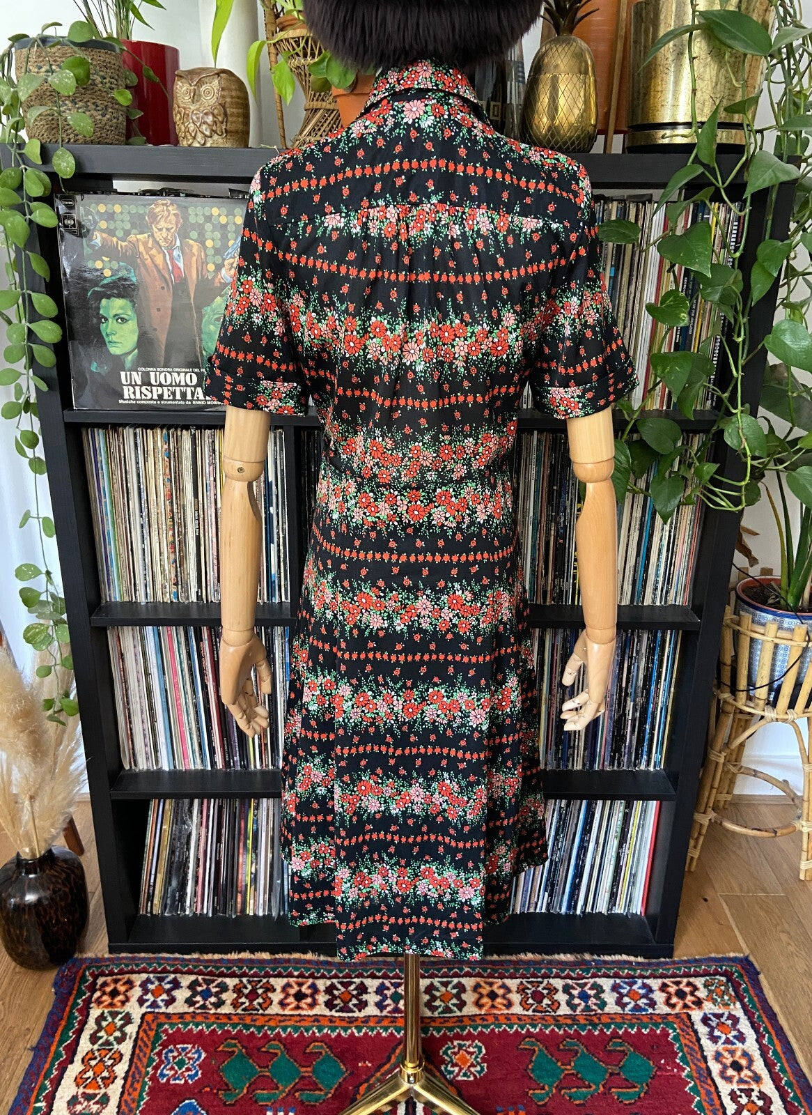 Vintage 1980s Japanese Floral Print Shirt Dress