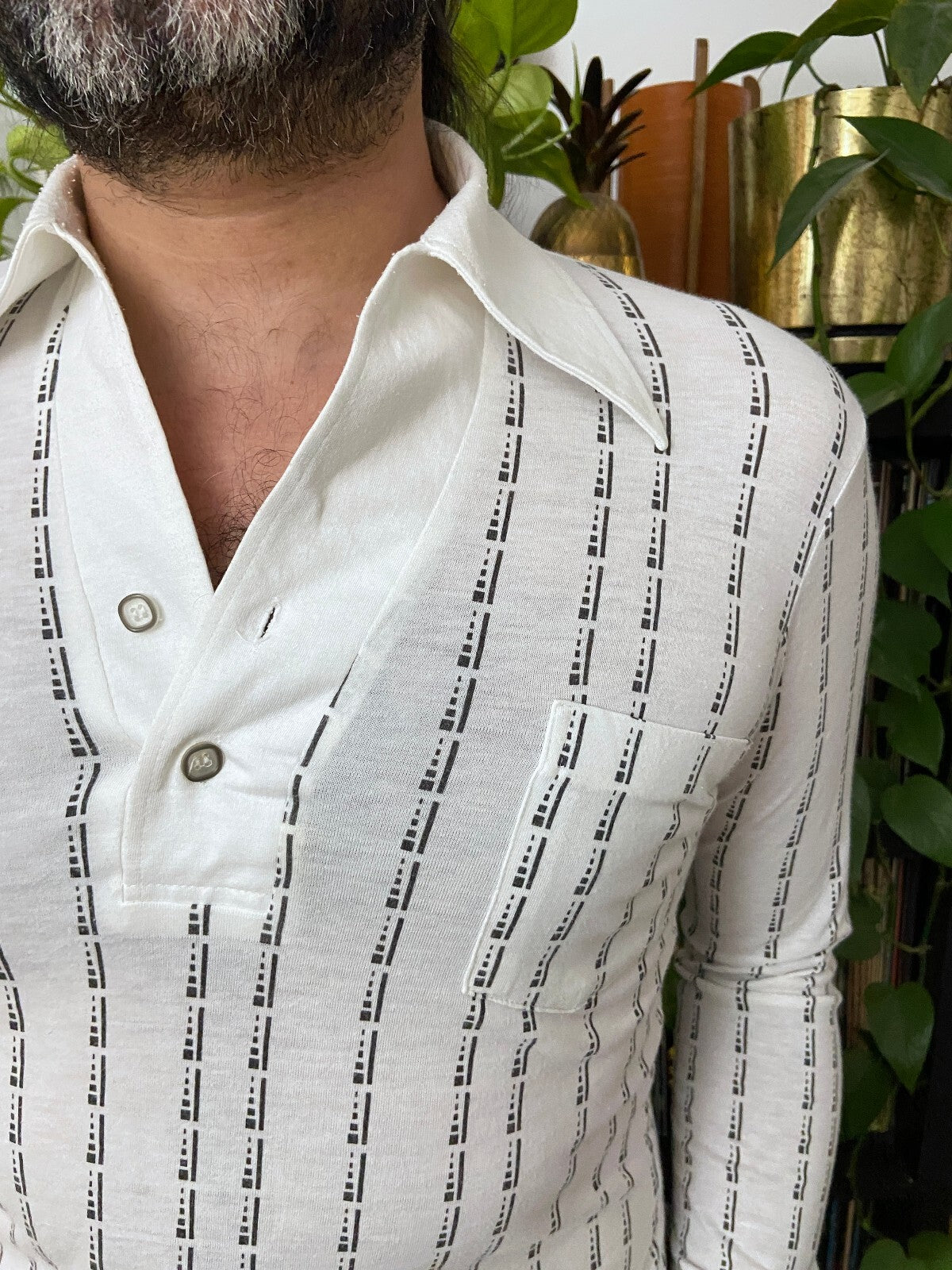 Vintage 1970s Japanese Soft Dagger Collar Jersey Top