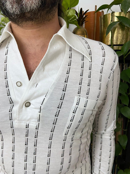 Vintage 1970s Japanese Soft Dagger Collar Jersey Top