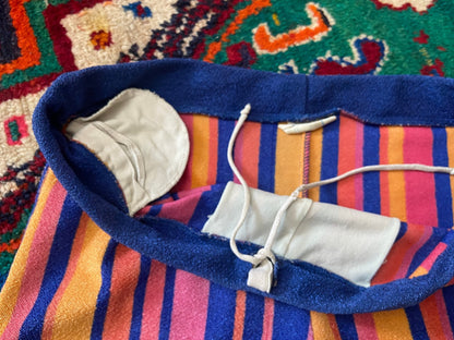 Vintage 1970s Blue Pink & Peach Stripe Swim Shorts