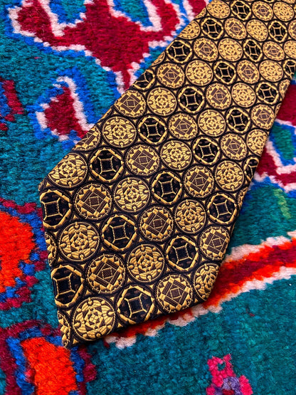 Vintage 1970s Gold & Black Woven St Michael Kipper Tie