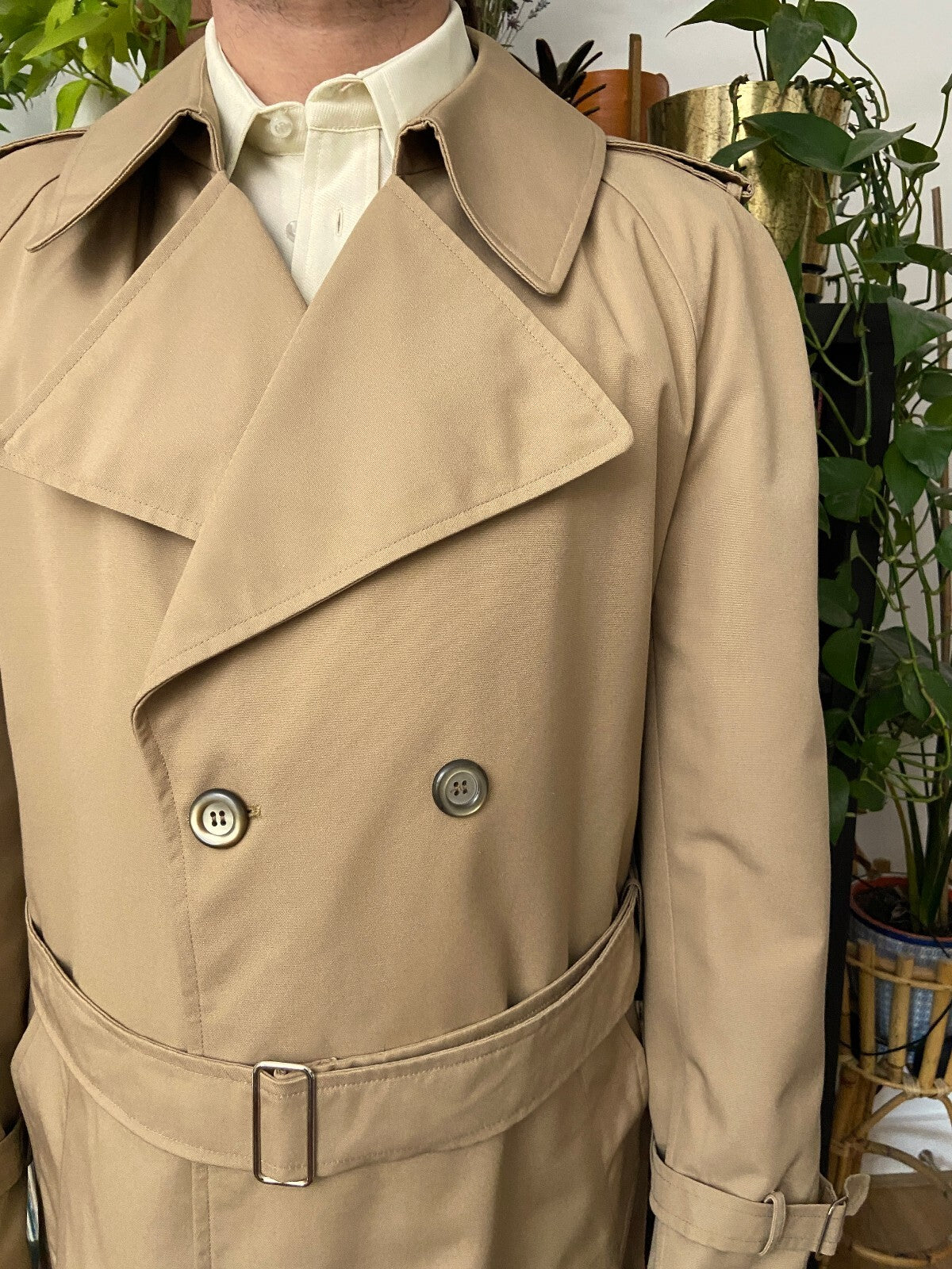 Vintage 1970s Beige Belted Raincoat