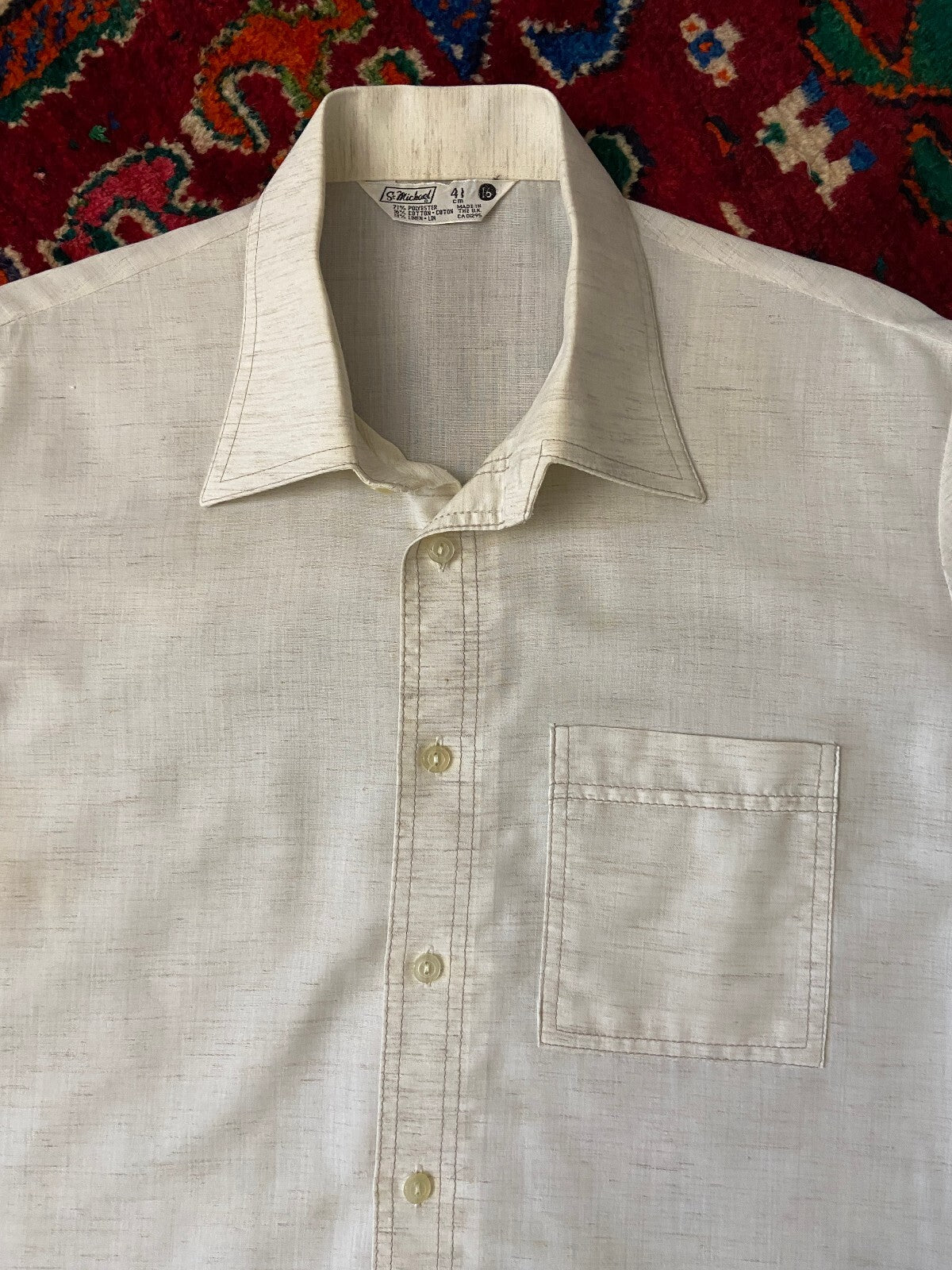 Vintage 1970s Beige St Michael Shirt
