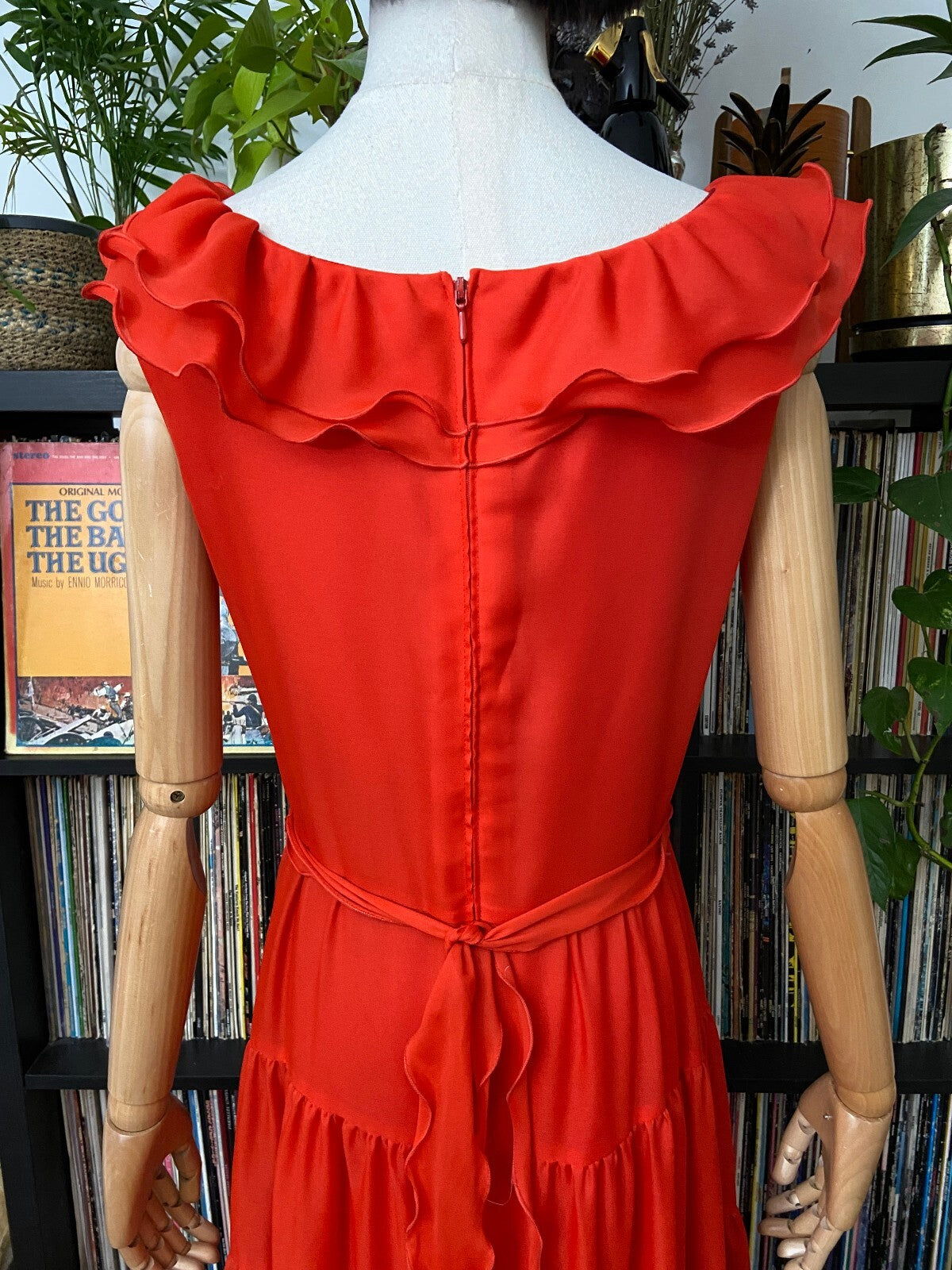 Vintage 1970s Red Layered Maxi Dress