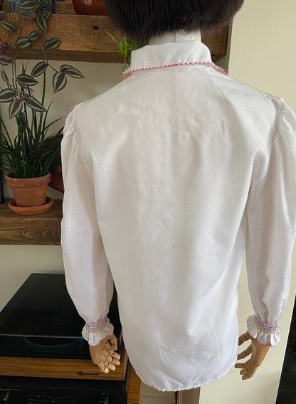 Vintage 1970s Embroidered Penny Lane Blouse