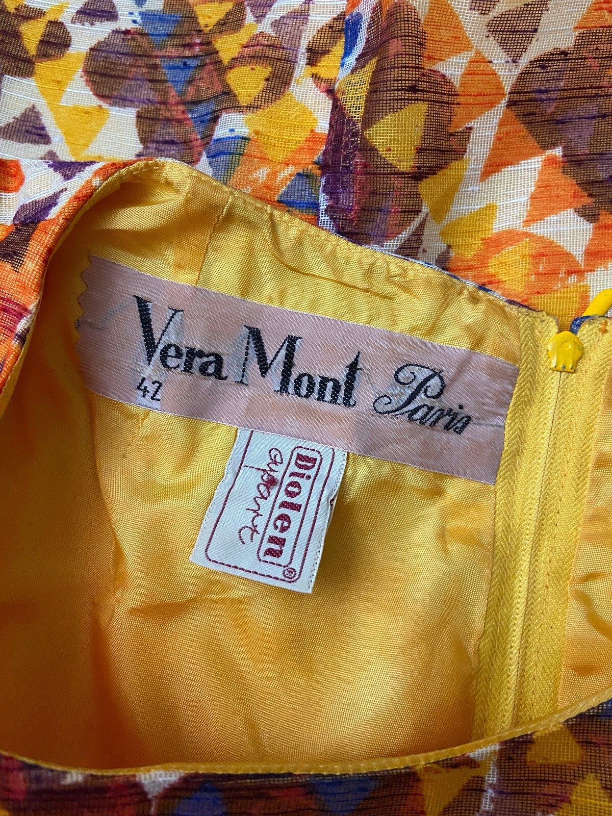Vintage 1970s Vera Mont Orange Print Mini Dress