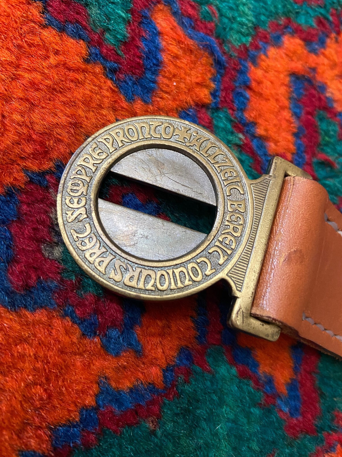 Vintage Tan Scouts Wolf Buckle Belt