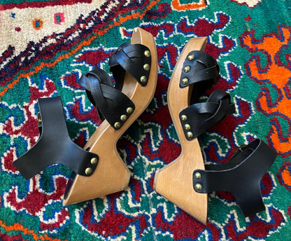 Isabel Marant Black Leather Clog Sandal UK 7