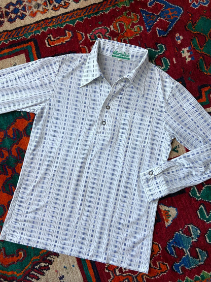 Vintage 1970s Japanese Dash Pattern Jersey Top