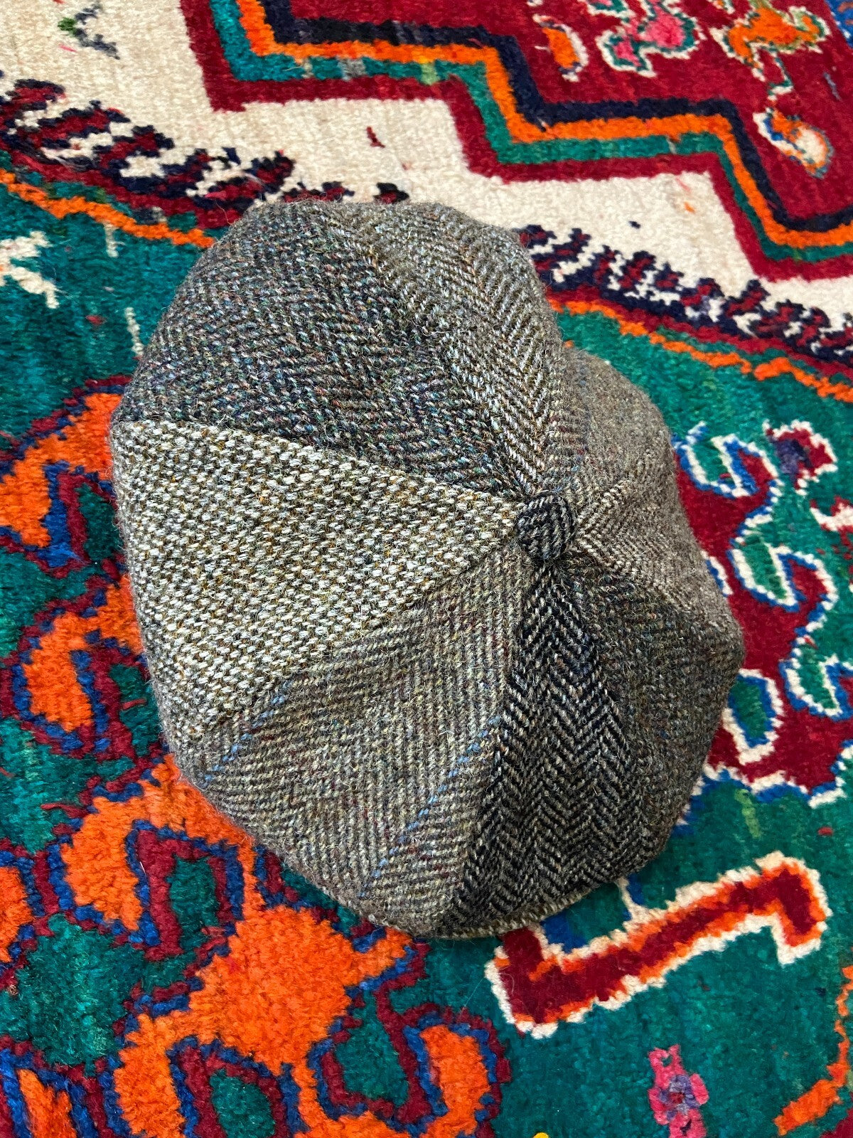 Vintage 1970s Scottish-Made Harris Tweed Flat Cap