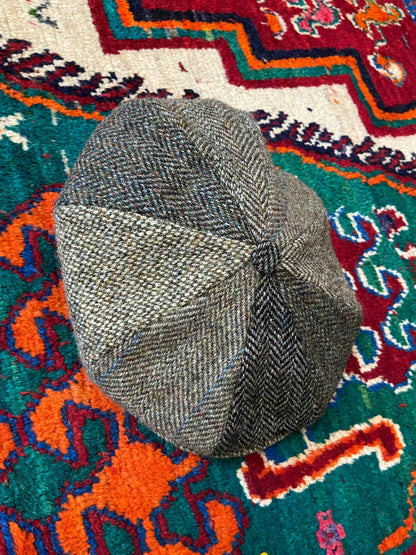 Vintage 1970s Scottish-Made Harris Tweed Flat Cap
