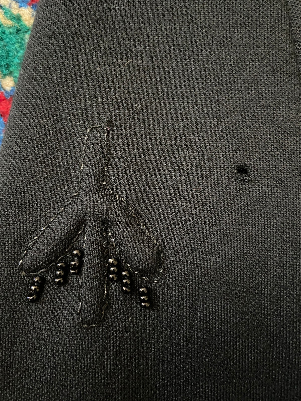 Vintage 1960s Black Beaded Wool Shift Dress