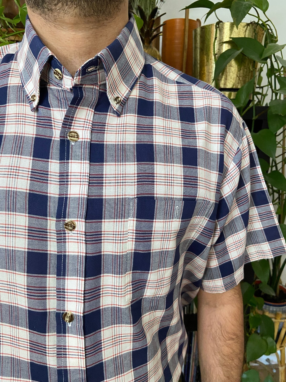 Vintage XL 1980s Par Four Checked Golf Shirt