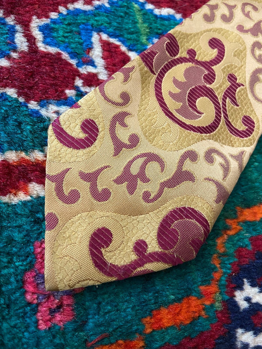 Vintage 1970s Pink & Yellow Woven Pattern Tie