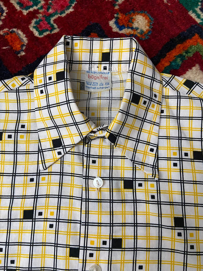 Vintage 1970s XS Square Pattern Dagger Collar Shirt