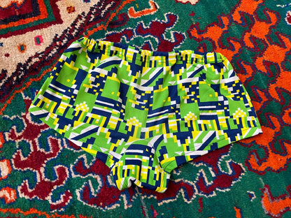 Vintage 1970s Green & Navy Swim Shorts