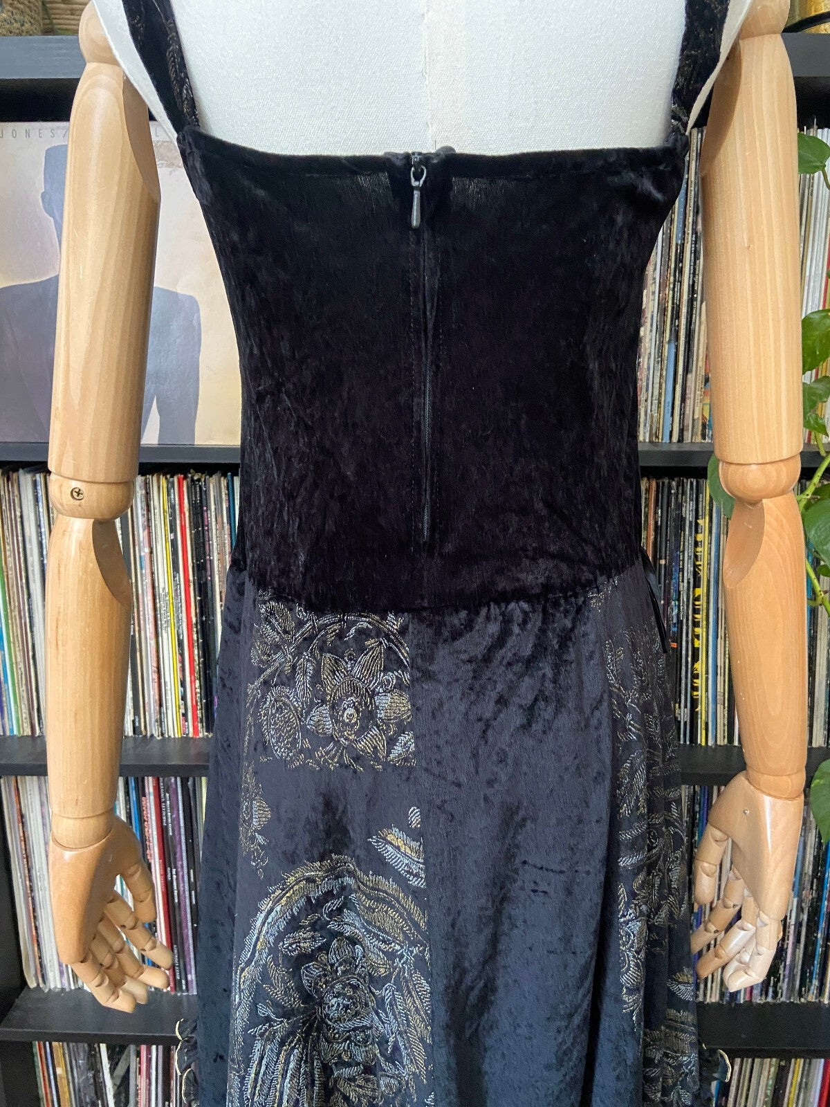 Vintage 1980s Gothic Black & Gold Dress