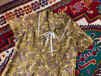 Vintage 1970s Ochre Collared Dress