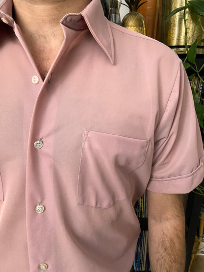 Vintage 1970s Dusty Pink Nylon Shirt