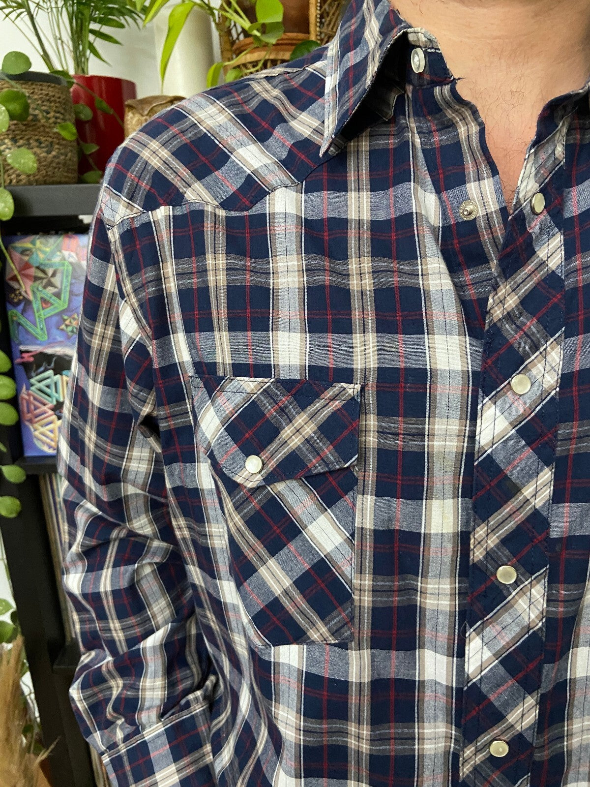 Vintage Navy Checked Western Shirt