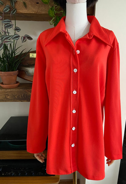 Vintage 1970s Red Dagger Collar Shirt