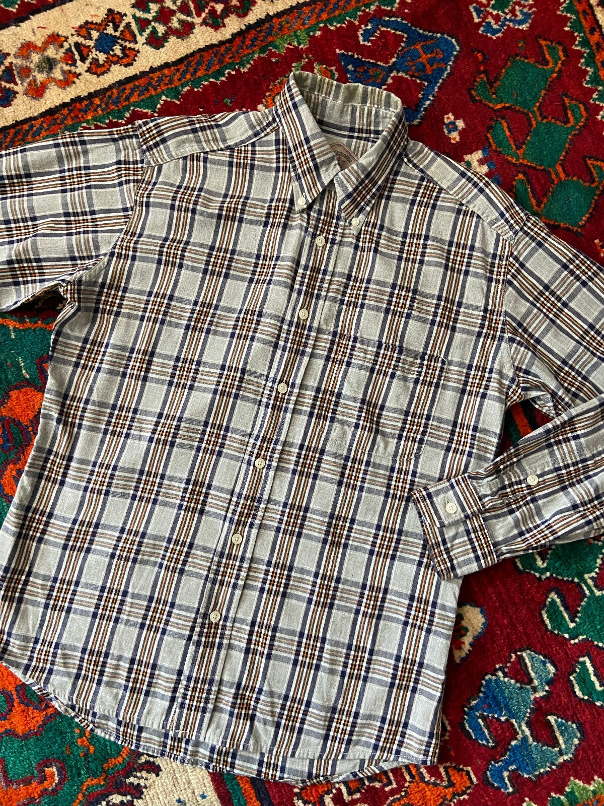 Vintage 1990s Checked Bill's Khaki Shirt