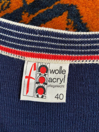 Vintage 1970s Navy Wool & Acrylic Sweater
