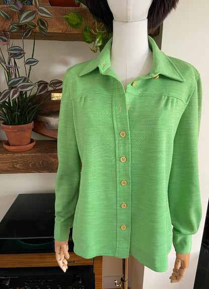 Vintage 1970s Green Thick Knit Shirt