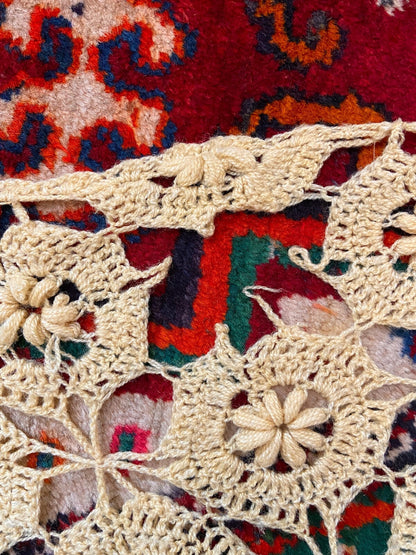 Vintage Yellow Crochet Triangle Shawl