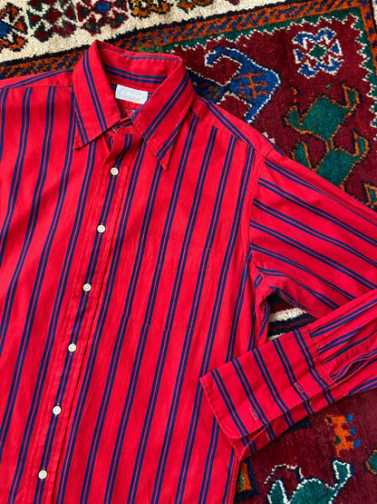 Vintage 1970s Red & Navy Dress Shirt