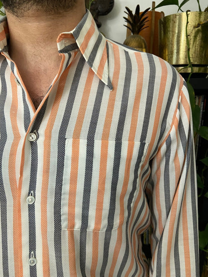 Vintage 1970s Striped Dagger Collar Shirt