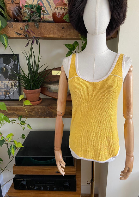 Vintage 1970s Yellow Terry Towelling Vest