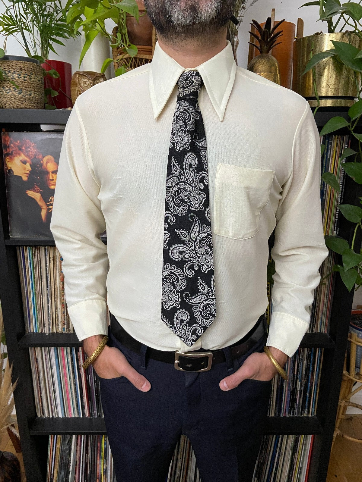 Vintage 1970s Woven Pattern Paisley Tie