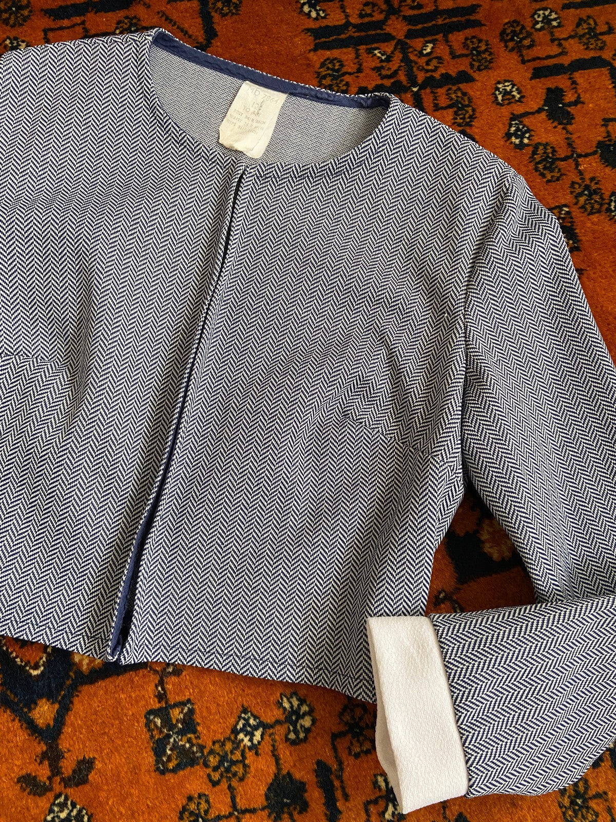 Vintage 1960s Navy & White Cropped Jacket