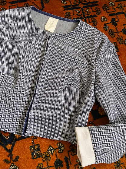Vintage 1960s Navy & White Cropped Jacket