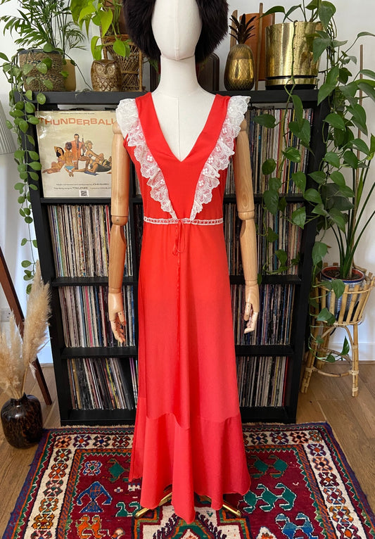 Vintage 1970s Lace Trim Night Dress