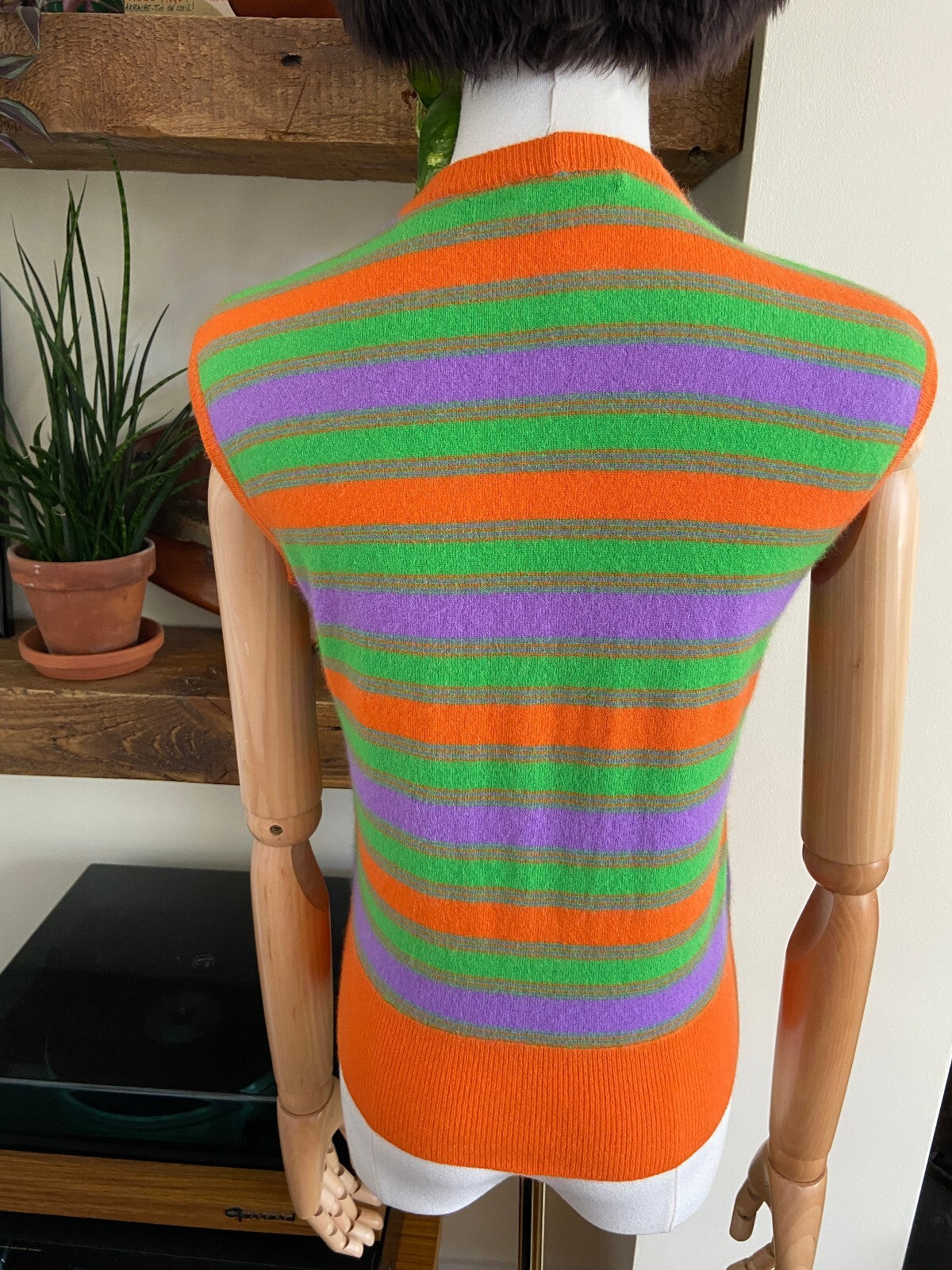 Vintage 1970s Orange Striped Sweater Vest