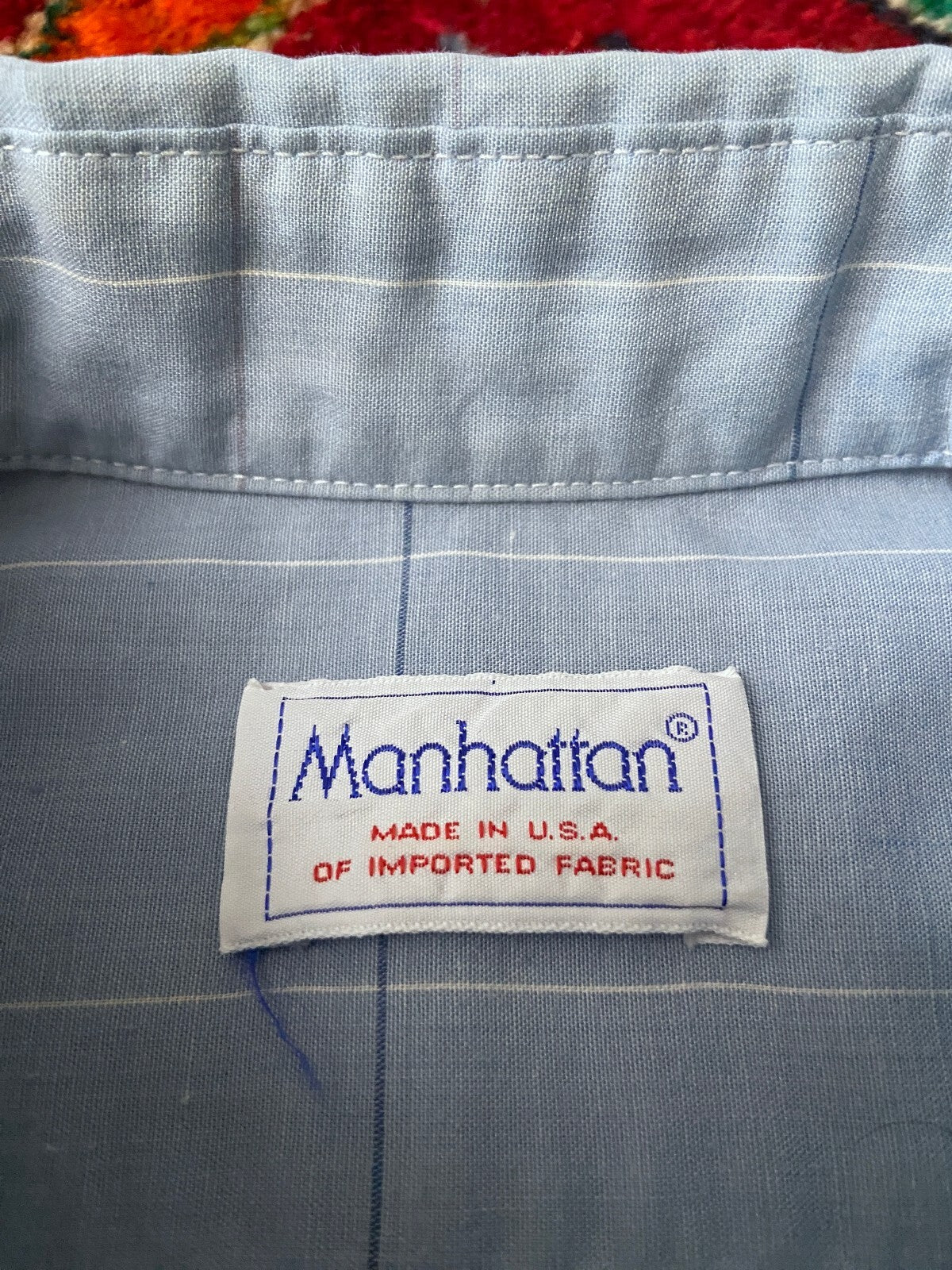 Vintage 1970s Blue Button Collar Shirt