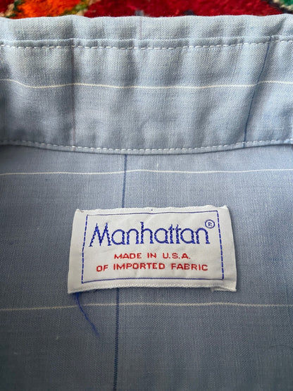 Vintage 1970s Blue Button Collar Shirt