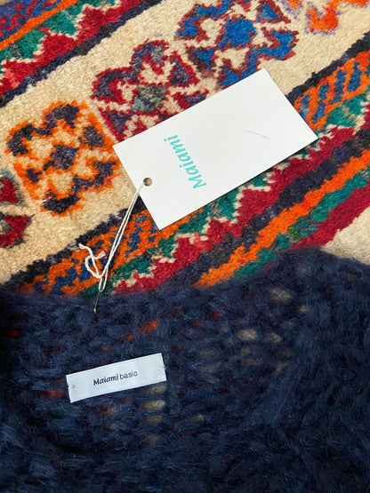 Maiami Navy Loose Knit Handmade Mohair Jumper