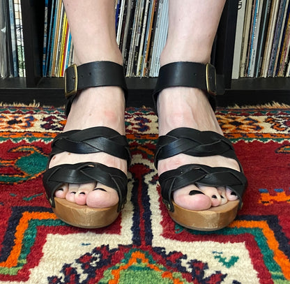Isabel Marant Black Leather Clog Sandal UK 7