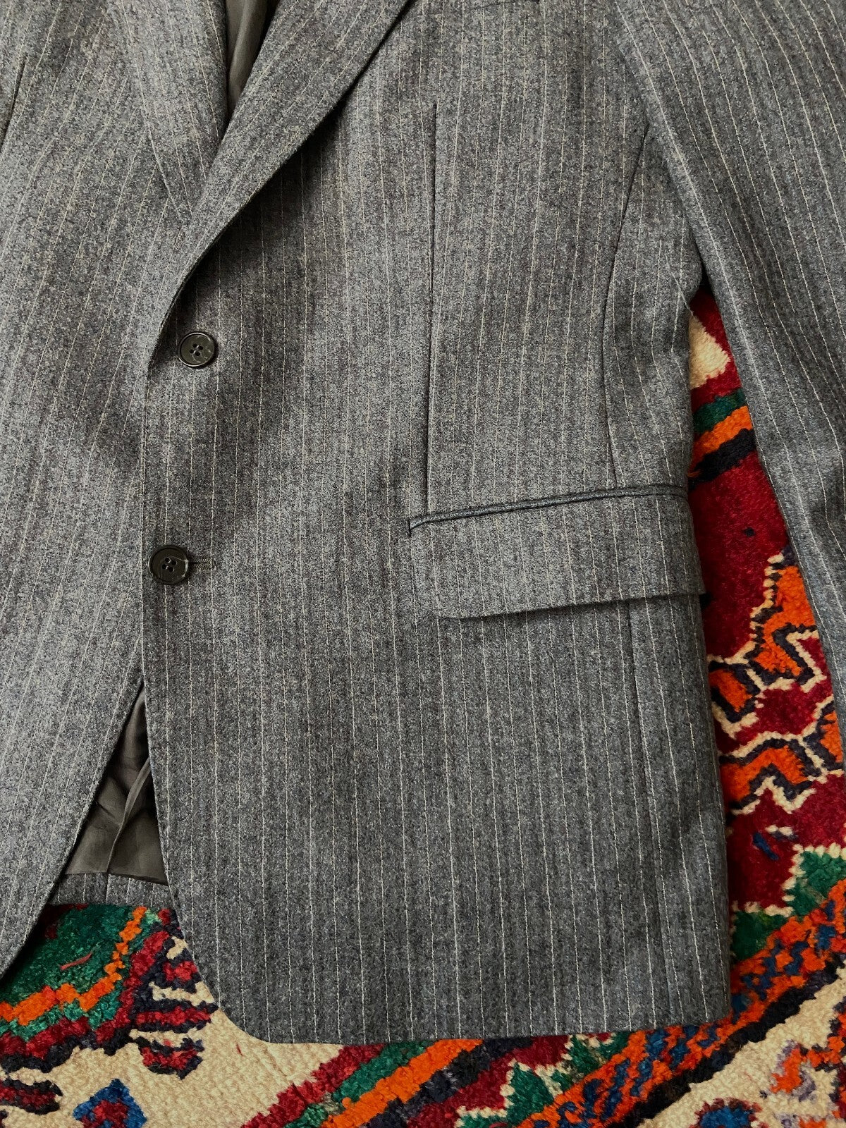 Vintage 90s Grey Pinstripe Blazer Jacket