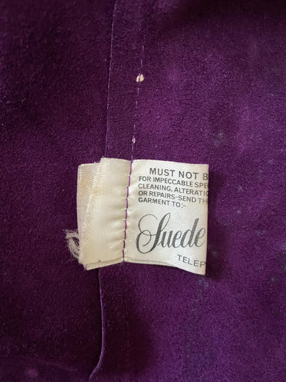 Vintage 1970s Purple Hooded Embroidered Trim Penny Lane Coat