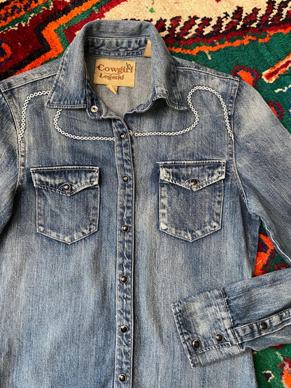 Vintage Y2K Cowgirl Legend Denim Western Shirt